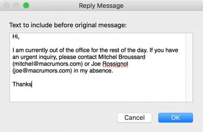outlook for mac set up vacation message